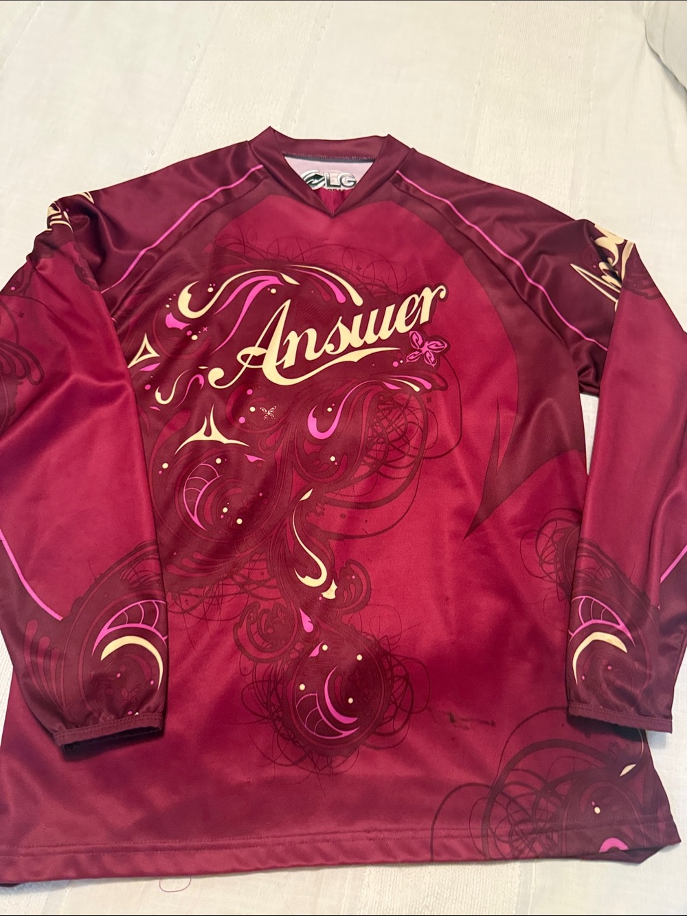 Answer Motocross Jersey in Burgundy with Pink Accents